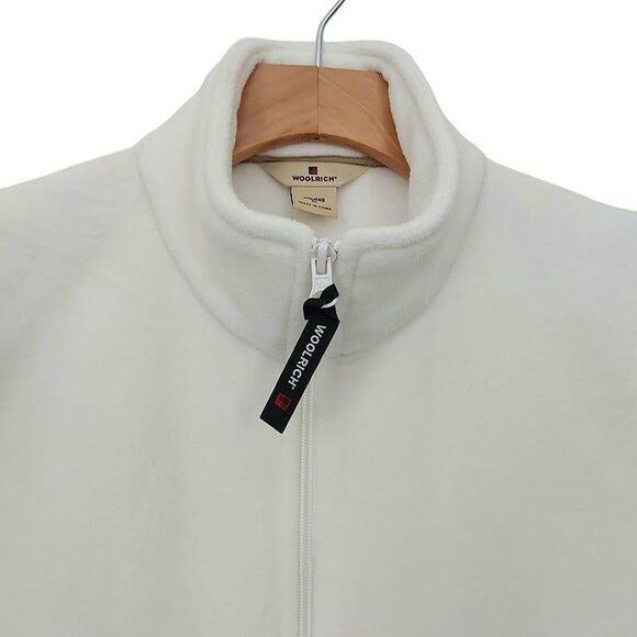 Woolrich Fleece Vest Womens Medium White Full Zip High Neck Lightweight Cozy - Picture 2 of 9